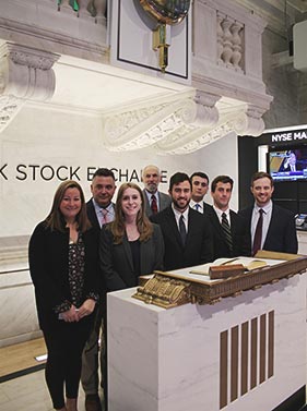 Students at the New York Stock Exchange.